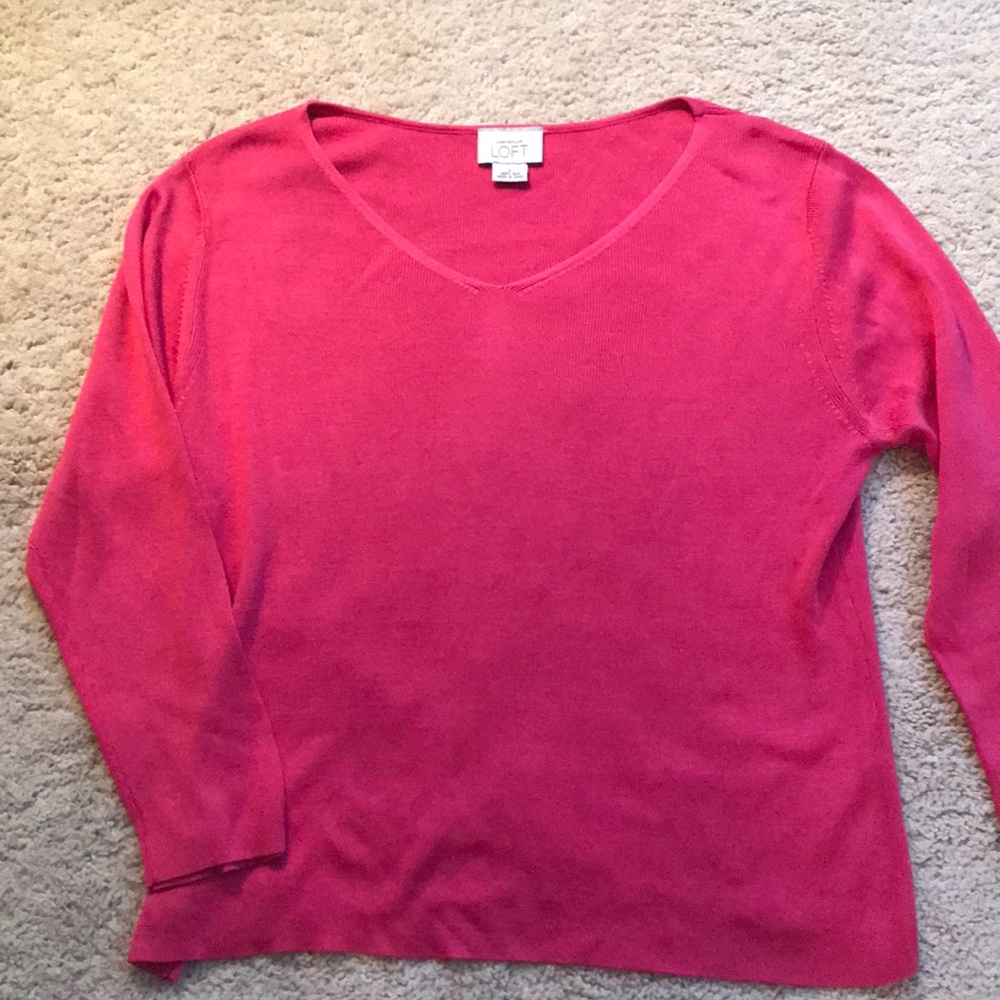 Loft Silk Fuchsia silk 3/4 sleeve sweater
